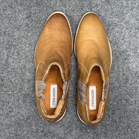 Steve Madden Pierson Boots Mens Size 10 Brown Leather Pull On Chelsea Ankle Boot - Picture 8 of 11